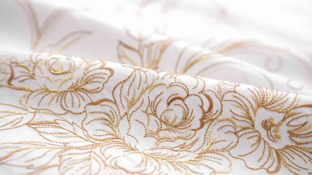 Embroidery made for an industrial multi‑head flat‑type embroidery machine.