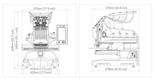 Dimensions de la brodeuse