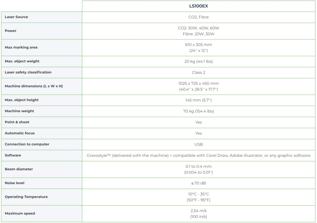 Gravotech - LS100EX Technical Specifications