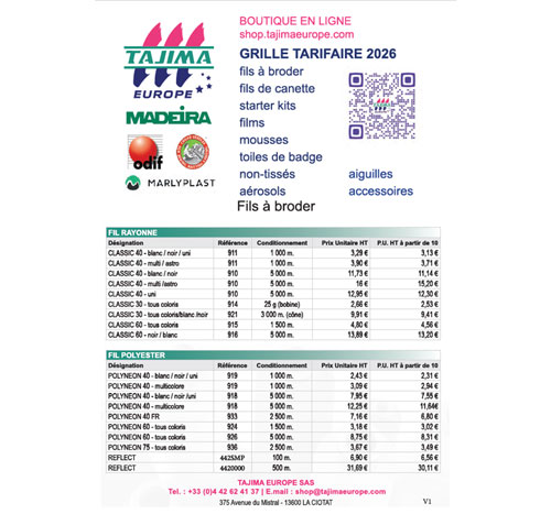 Brochure des consommables pour la broderie