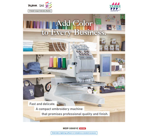 Download the brochure for the compact embroidery machine.